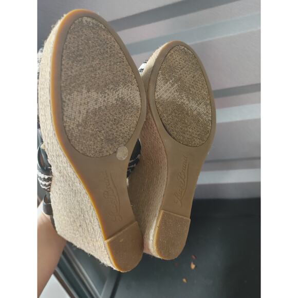 Lucky Brand Espadrille Sandals Wedge Sz 10 Black White Woven Aztec - Picture 5 of 6